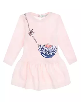 Розовое платье с принтом "сумочка" Monnalisa детское