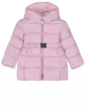 Розовое стеганое пальто с капюшоном Monnalisa детское