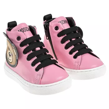 Розовые кеды с аппликацией "мишка" Moschino детские