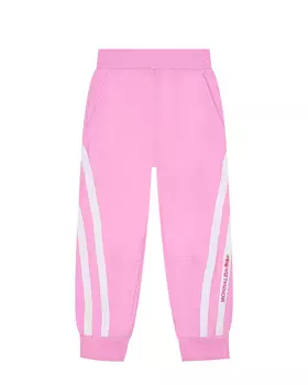 Розовые спортивные брюки с белыми полосками Monnalisa детские