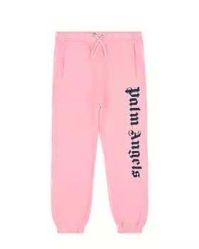 Розовые спортивные брюки с черным логотипом Palm Angels детские