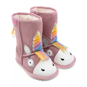 Розовые угги с декором "Единорог" EMU Australia детские