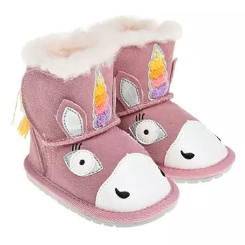 Розовые угги с декором "Единорог" EMU Australia детские