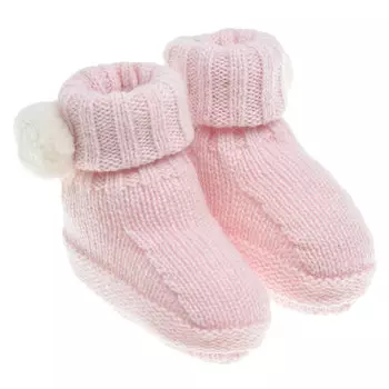 Розовые вязаные пинетки с помпонами Tomax детские