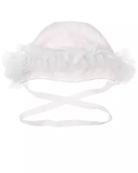 Розовый чепчик с кружевом и вышивкой Aletta детский