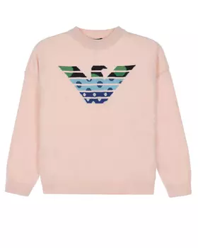 Розовый джемпер из смесовой шерсти Emporio Armani детский