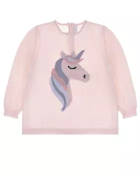 Розовый джемпер с декором "единорог" Per te детский