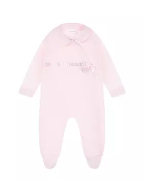 Розовый комбинезон с атласным бантом La Perla детский