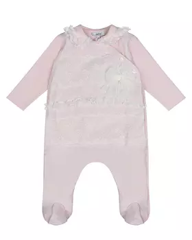 Розовый комбинезон с белой кружевной отделкой Aletta детский