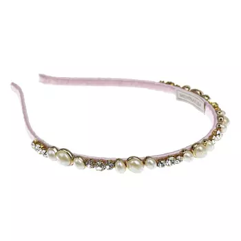 Розовый ободок с жемчужинами и кристаллами Monnalisa детский