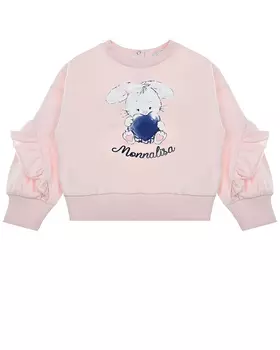 Розовый свитшот с декором "заяц с сердцем" Monnalisa детский