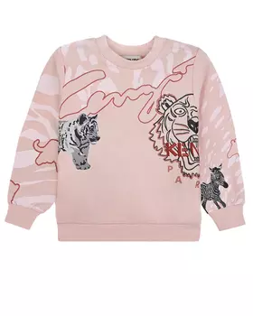 Розовый свитшот с принтом "тигр" KENZO детский