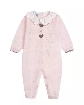 Розовый вязаный комбинезон с белым воротником Marlu детский