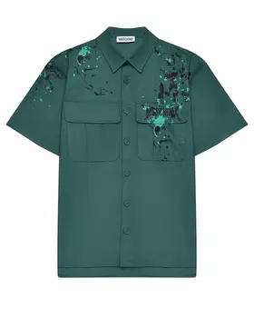 Рубашка с короткими рукавами, зеленая Moschino
