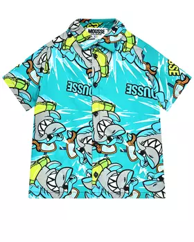 Рубашка с принтом "акулы" Mousse kids