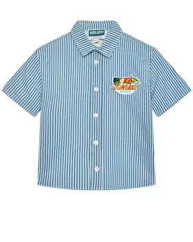 Рубашка в тонкую голубую полоску KENZO
