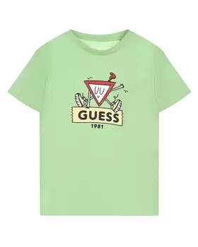 Салатовая футболка с лого Guess детская