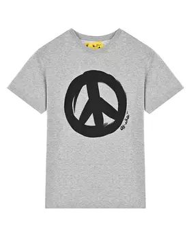 Серая футболка с принтом "peace" Off-White детская