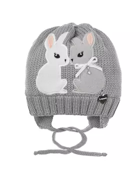 Серая шапка с аппликацией "зайцы" Il Trenino детская