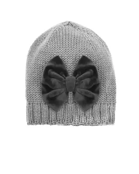 Серая шапка с бархатным бантом Catya детская