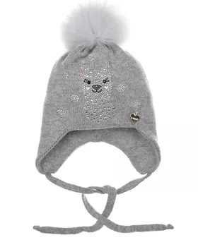 Серая шапка с декором "Лама" из стразов Il Trenino детская