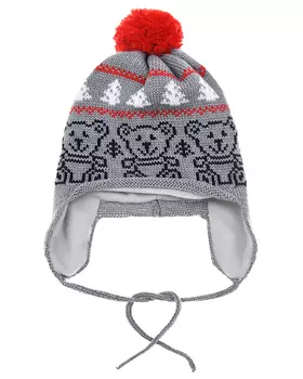 Серая шапка с декором "медвежата" Catya детская