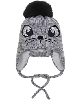 Серая шапка с декором "мышь" Catya детская