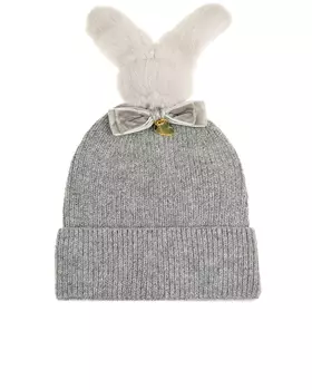 Серая шапка с декором "зайчик" Monnalisa детская
