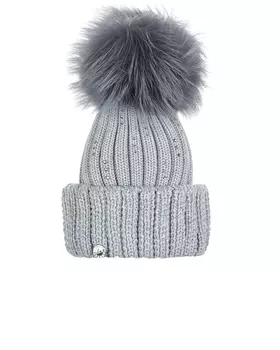 Серая шапка с меховым помпоном Joli Bebe детская