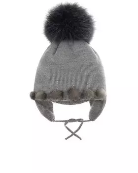 Серая шапка с помпонами Joli Bebe детская