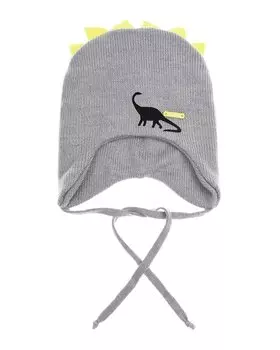 Серая шапка с принтом "динозавр" Il Trenino детская
