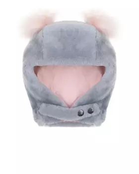 Серая шапка с розовыми помпонами Plooml детская