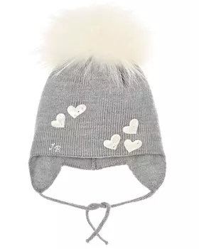 Серая шапка с сердцами из страз Joli Bebe детская