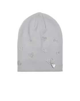 Серая шапка с сердечками из стразов Il Trenino детская