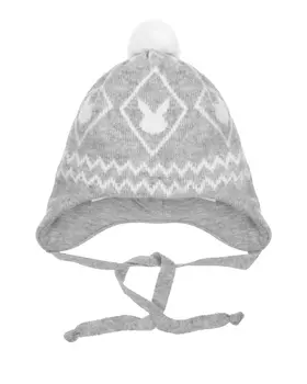 Серая шапка с узором "зайчики" Chobi детская