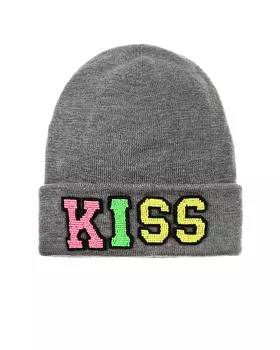 Серая шапка с вышивкой бисером Regina детская