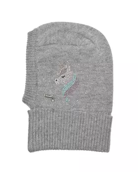 Серая шапка-шлем с декором "единорог" Il Trenino детская