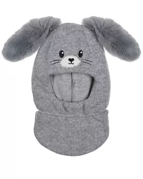 Серая шапка-шлем с меховыми ушками Chobi детская