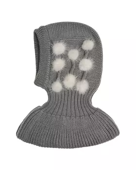 Серая шапка-шлем с помпонами Il Trenino детская