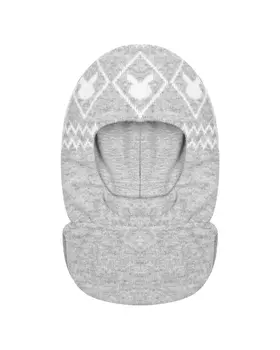 Серая шапка-шлем с принтом "белые зайцы" Chobi детская