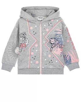 Серая спортивная куртка с принтом "тигр" KENZO детская