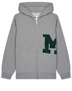 Серая спортивная куртка с зеленой буквой "М" MM6 Maison Margiela детская