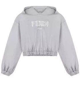 Серая толстовка-худи из костюмной шерсти Fendi детская
