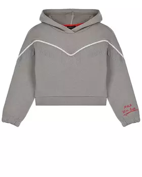 Серая толстовка-худи с бахромой Monnalisa детская
