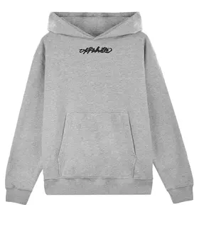 Серая толстовка-худи с черным логотипом Off-White детская