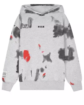 Серая толстовка-худи с принтом тай-дай MSGM детская