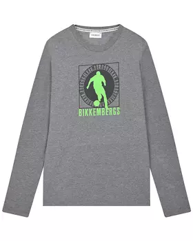 Серая толстовка с зеленым лого Bikkembergs детская