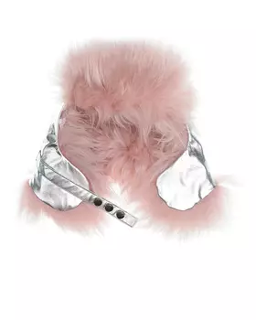 Серебристая шапка-ушанка с розовым мехом Ploomlé детская