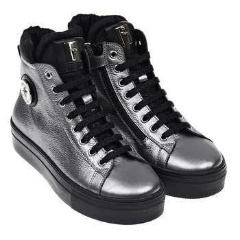 Серебристые высокие кеды Cesare Paciotti детские