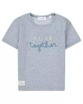 Серо-голубая футболка с вышивкой Sanetta Pure